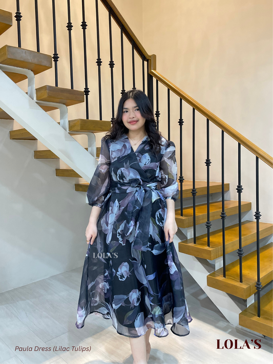 Paula Dress (Lilac Tulips)