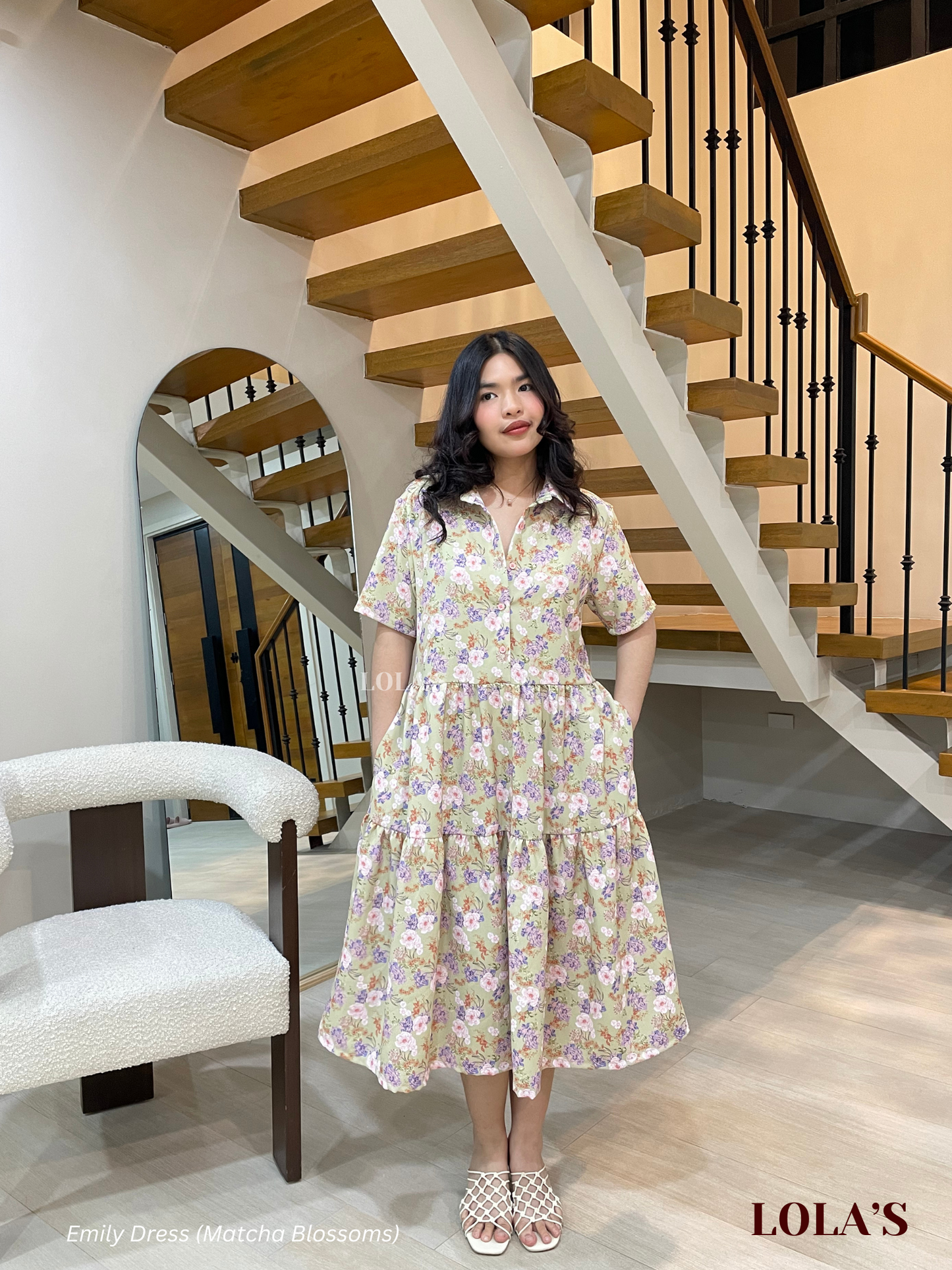 Emily Dress (Matcha Blossoms)