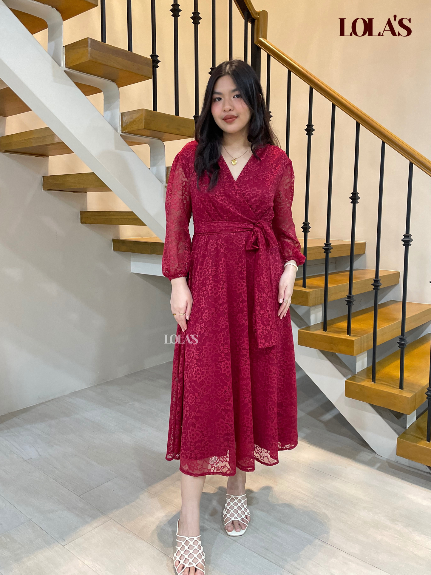 Paula Dress (Maroon Lace)