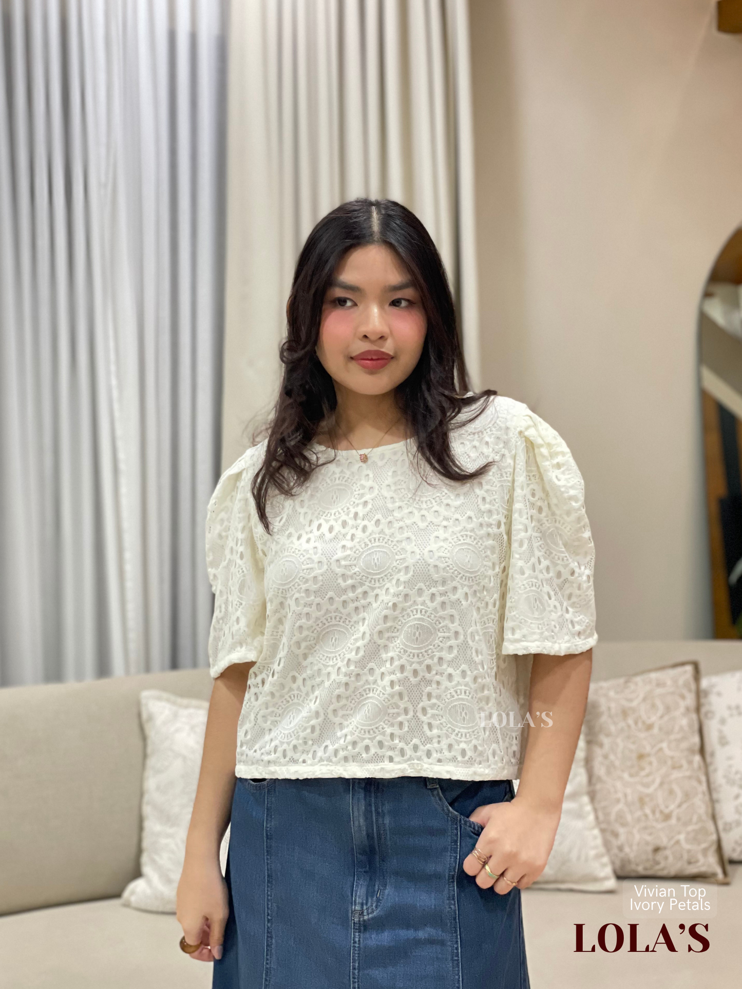 Vivian Top (Ivory Petals Lace)