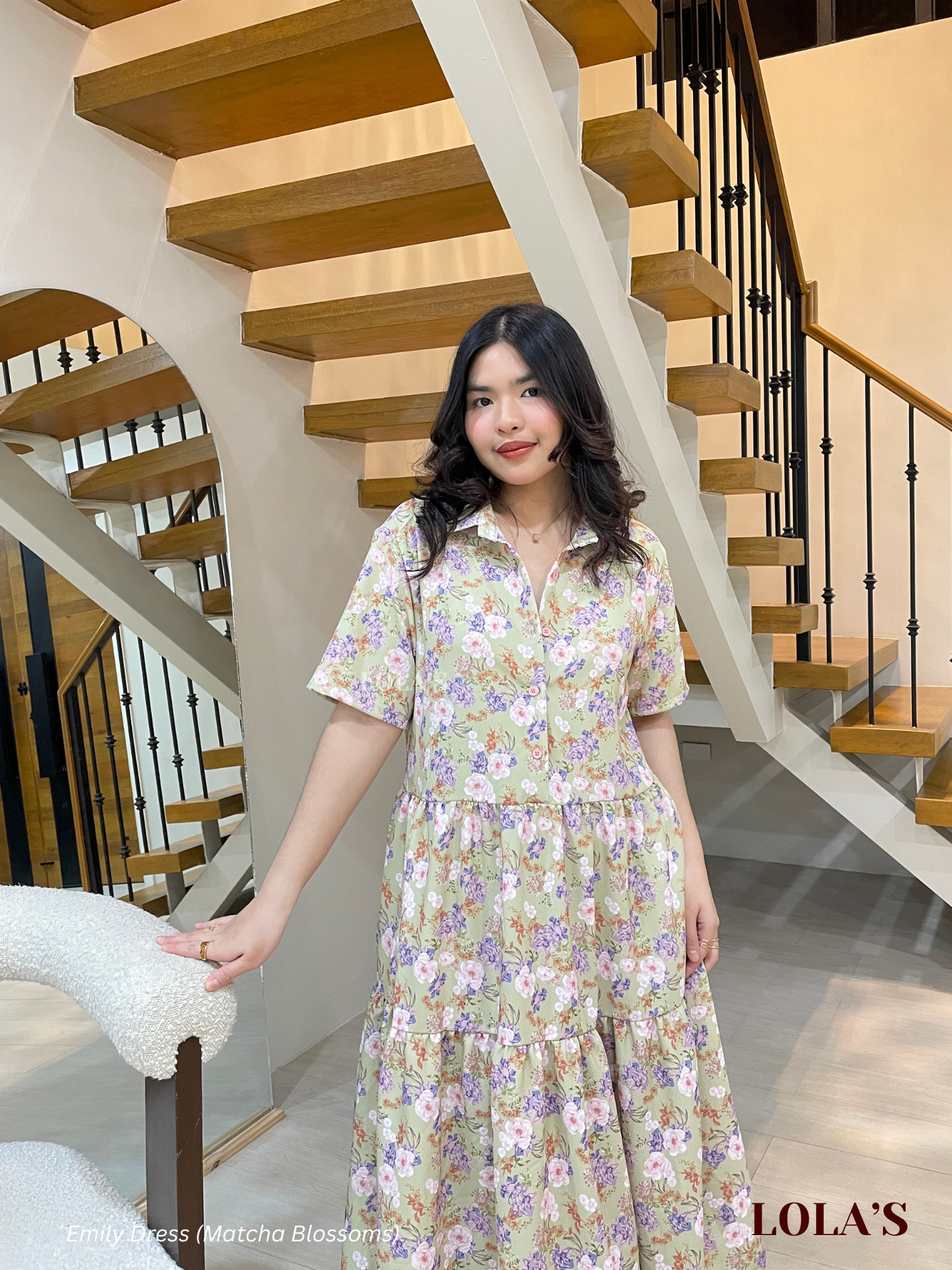 Emily Dress (Matcha Blossoms)