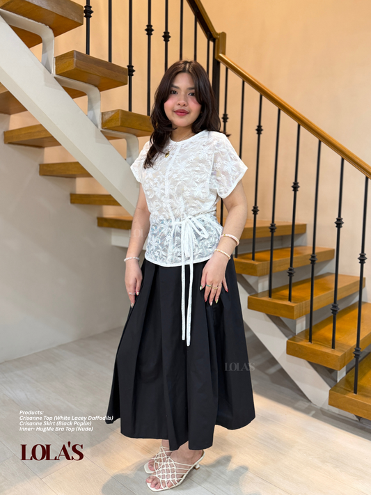 Crisanne Top (White Lacey Daffodils | Sheer | See-Through)