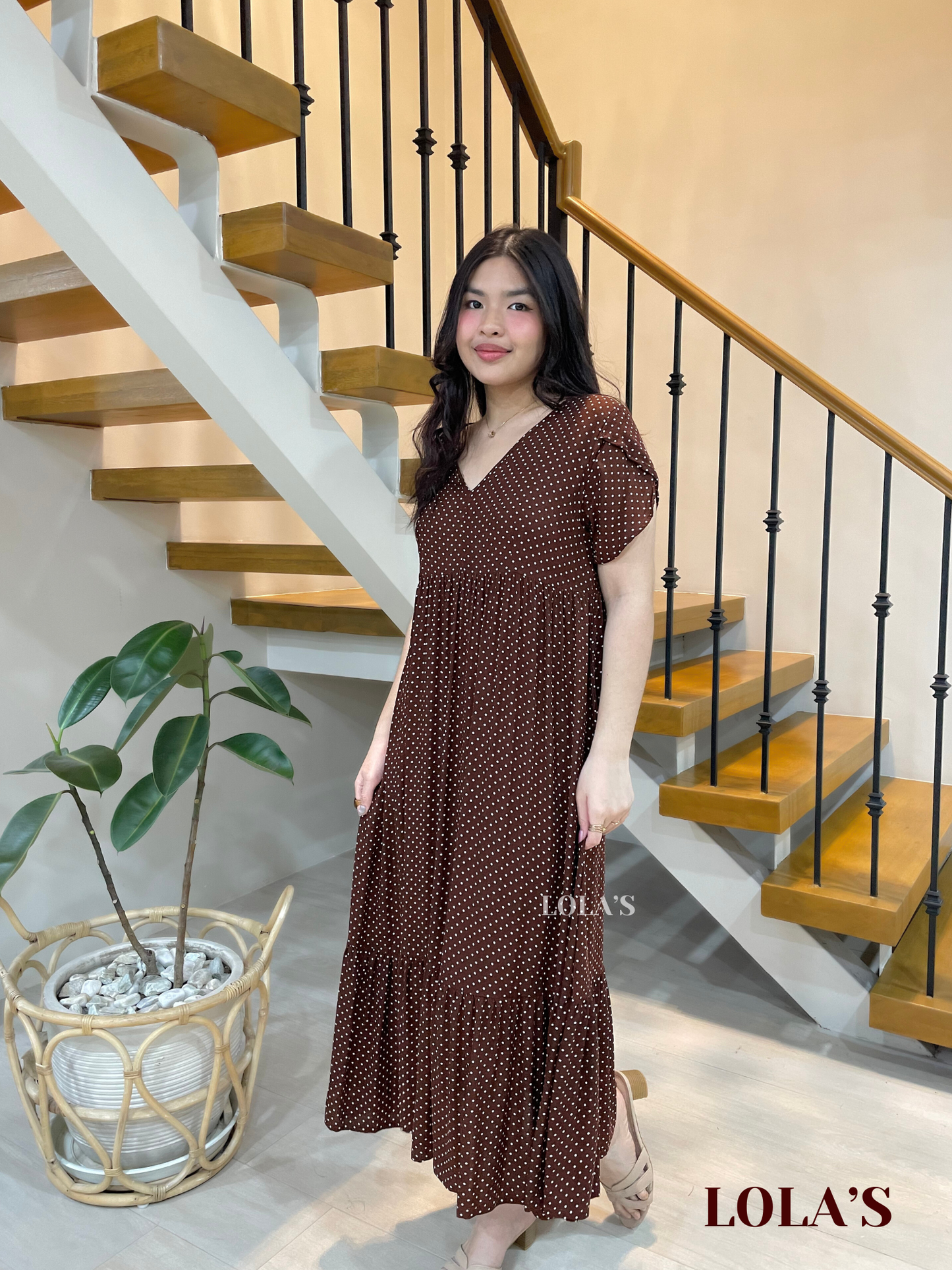 Jane Dress (Brown Polka )