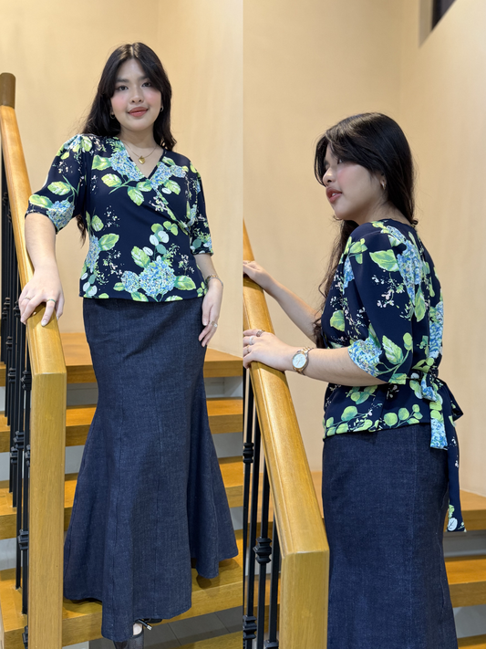 Maria Clara Top (Blue Hydrangea)