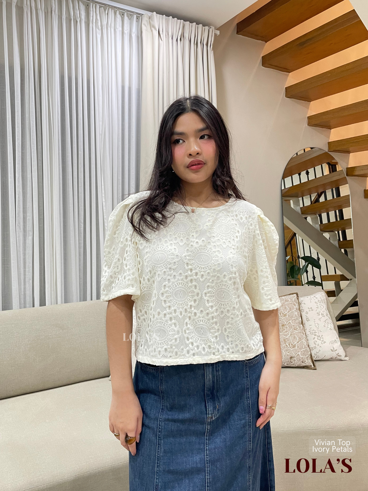 Vivian Top (Ivory Petals Lace)
