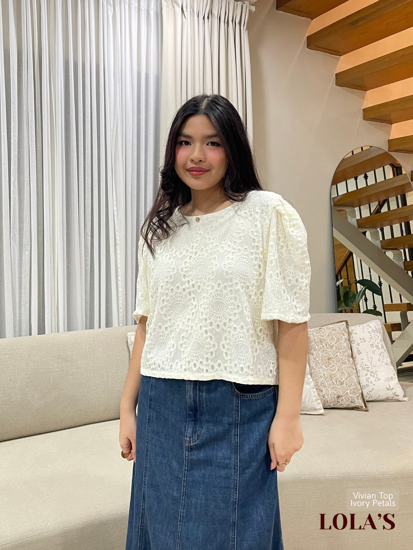 Vivian Top (Ivory Petals Lace)