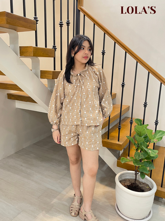 Cecille Coords (Mocha Eyelet)