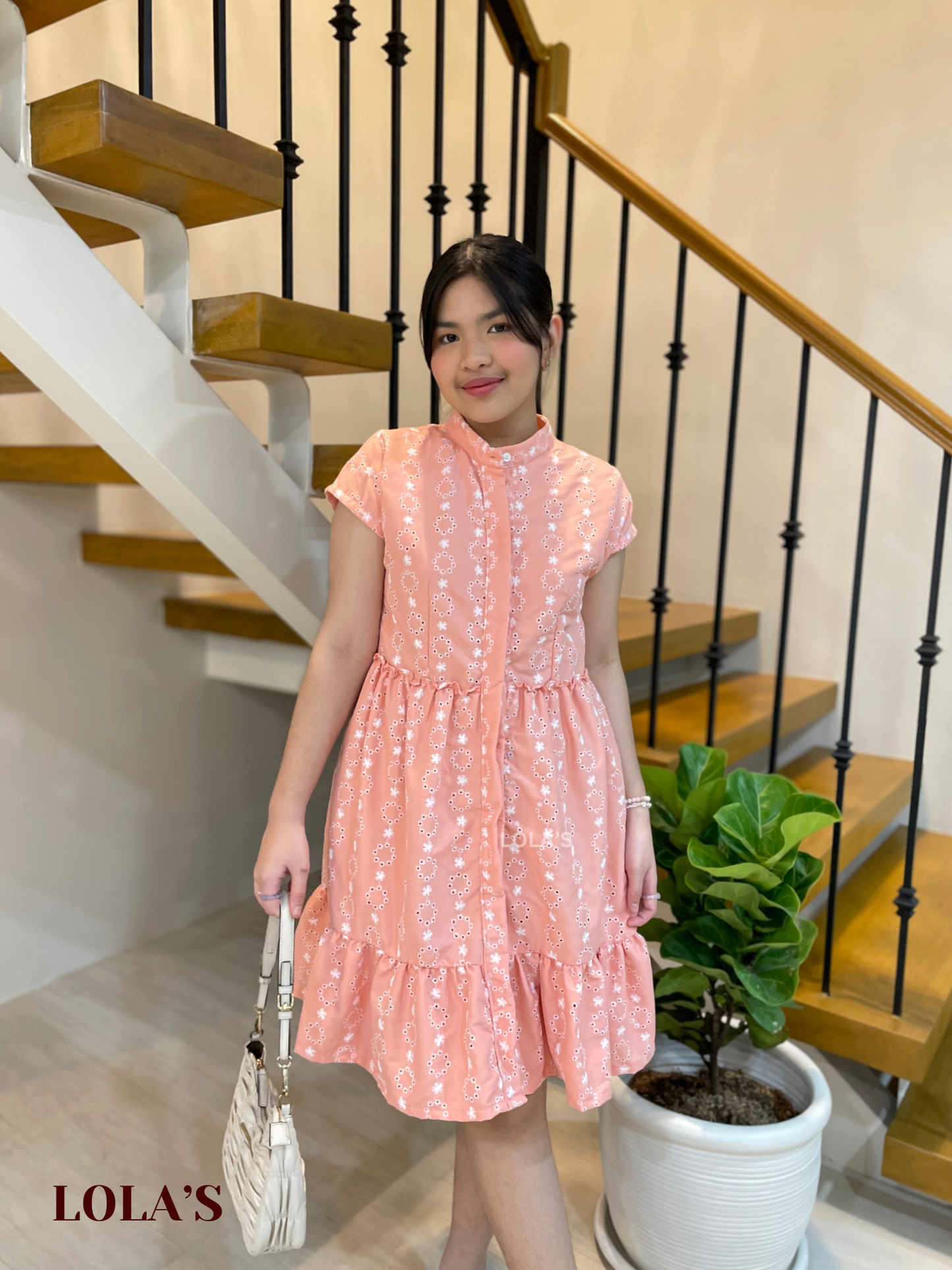Jihyo Dress (Peach Eyelet)