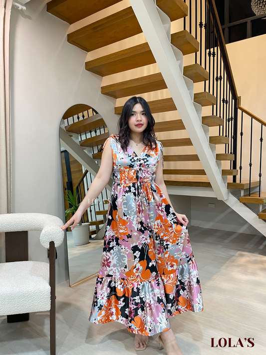 Adeline Dress (Satin Blooms & Foliage)