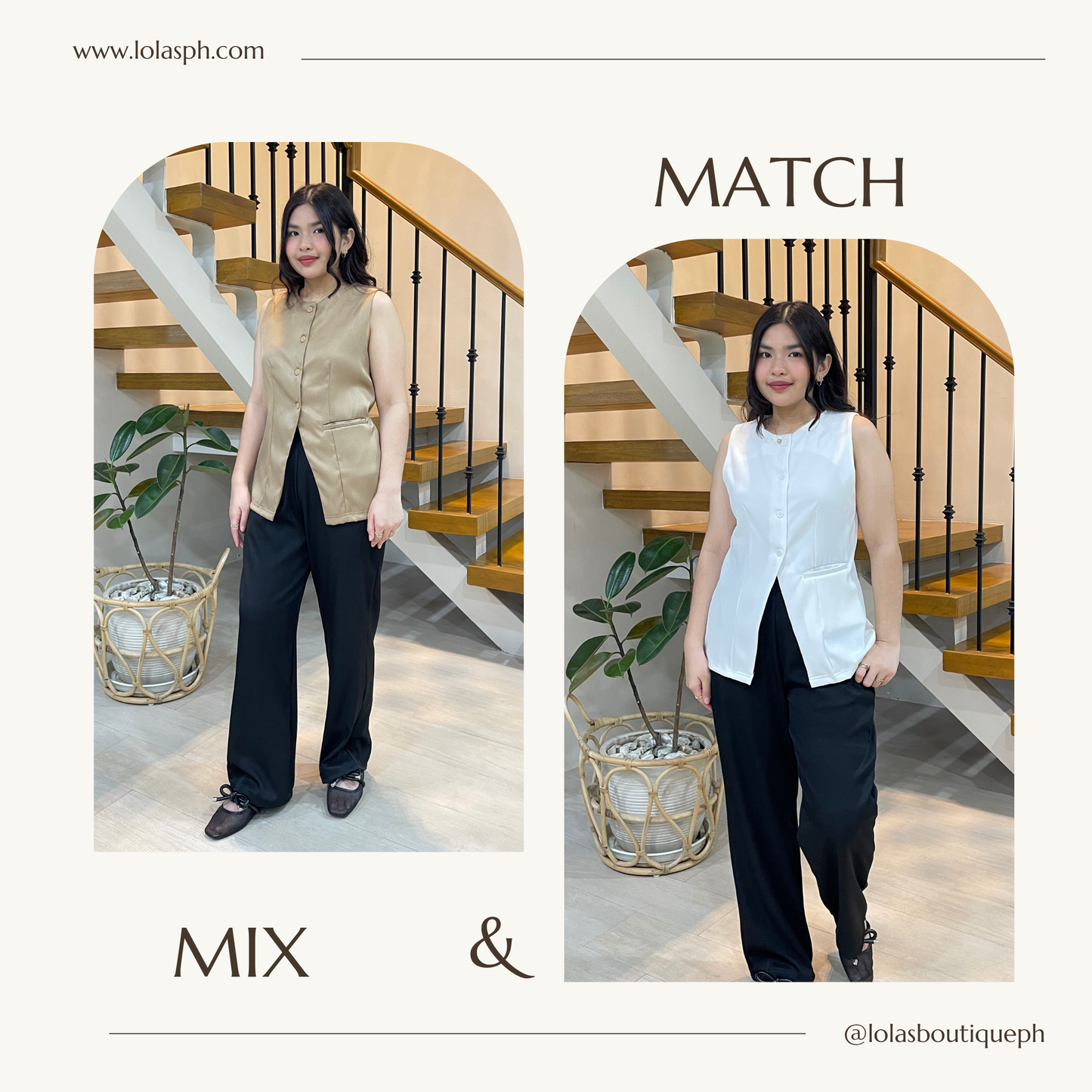 Louchie Coords MM (White Top-Black Pants)