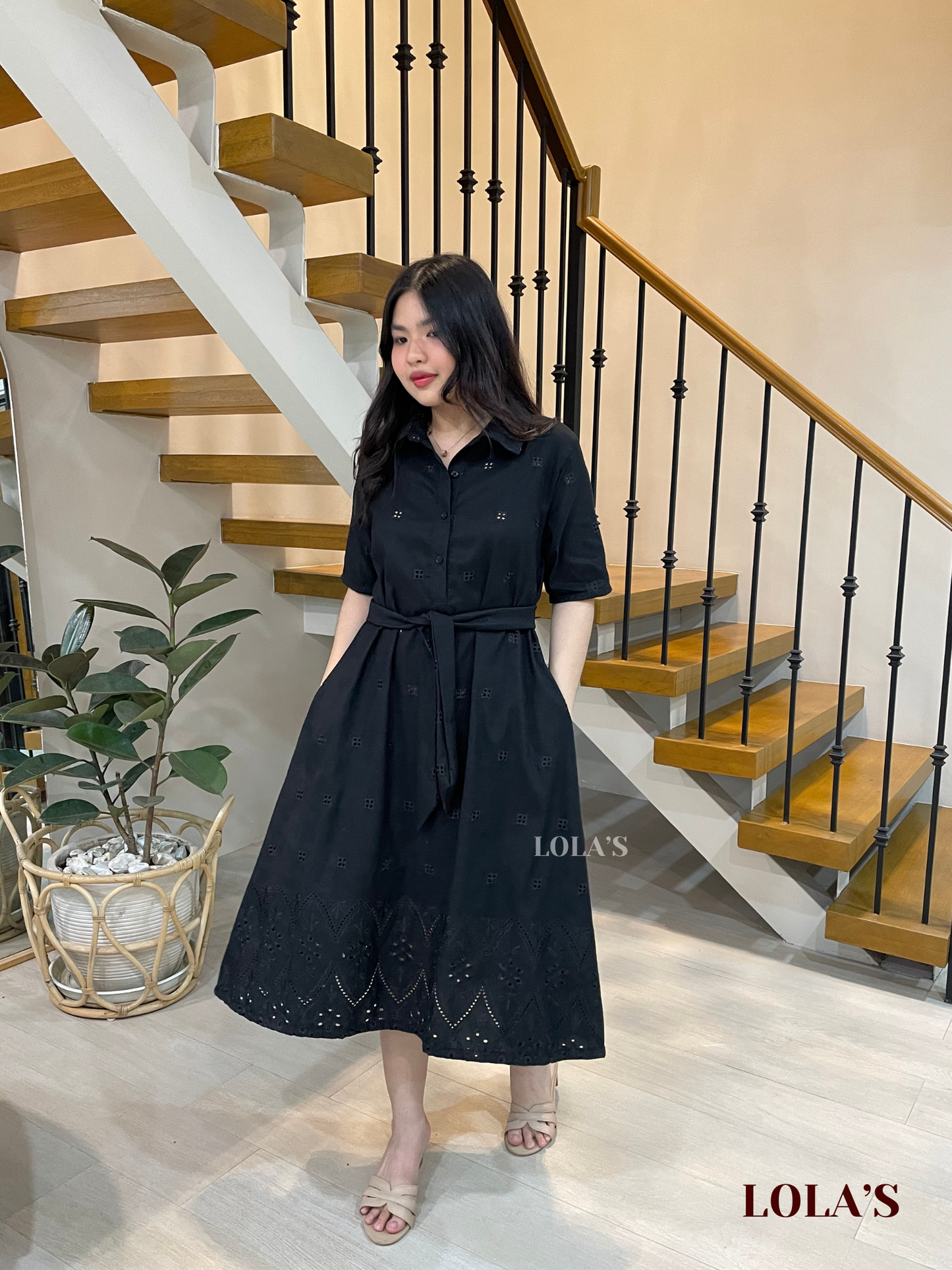 Bianca Dress (Black Eyelet)
