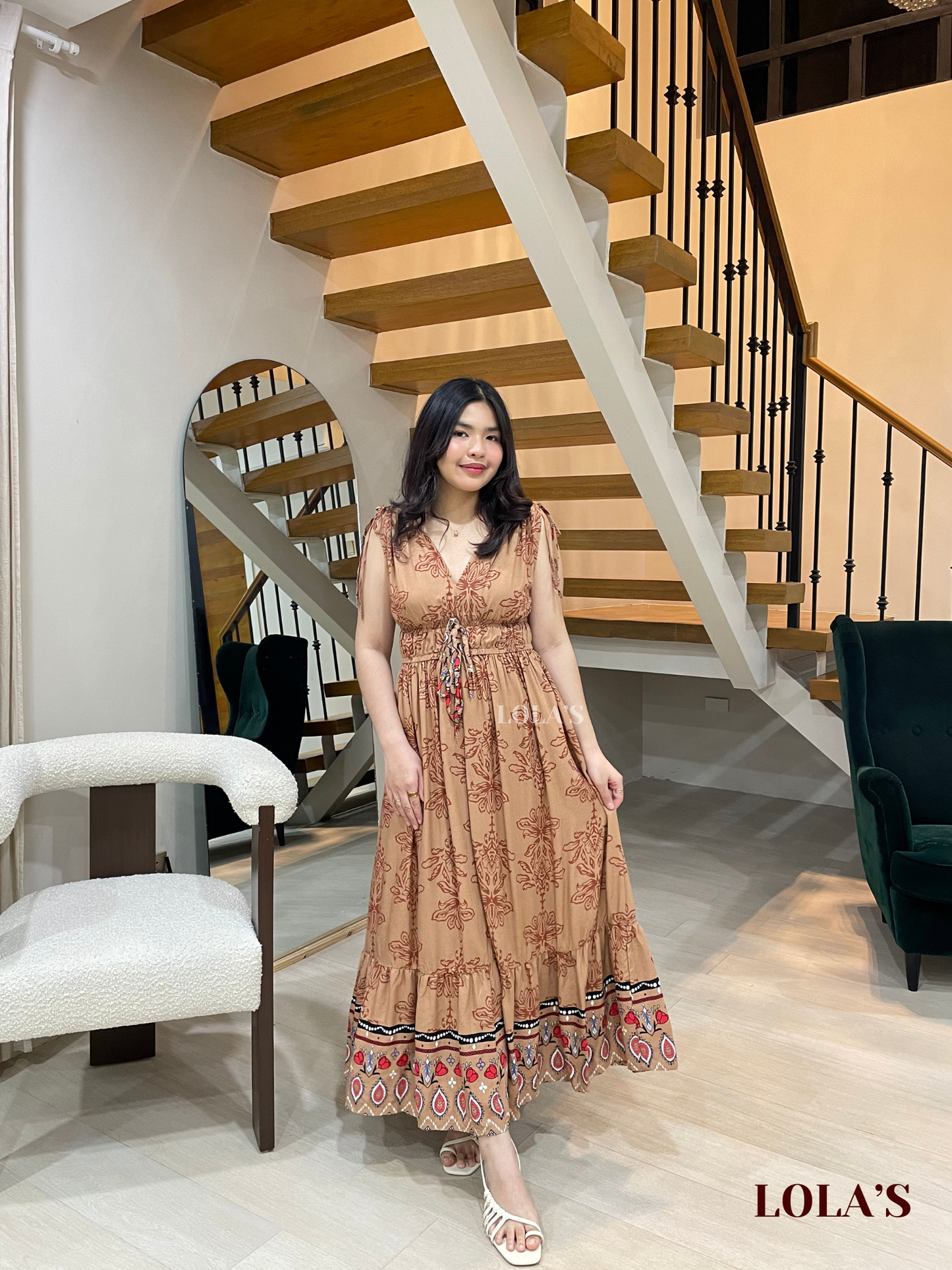 Adeline Dress (Mocha Paisley)