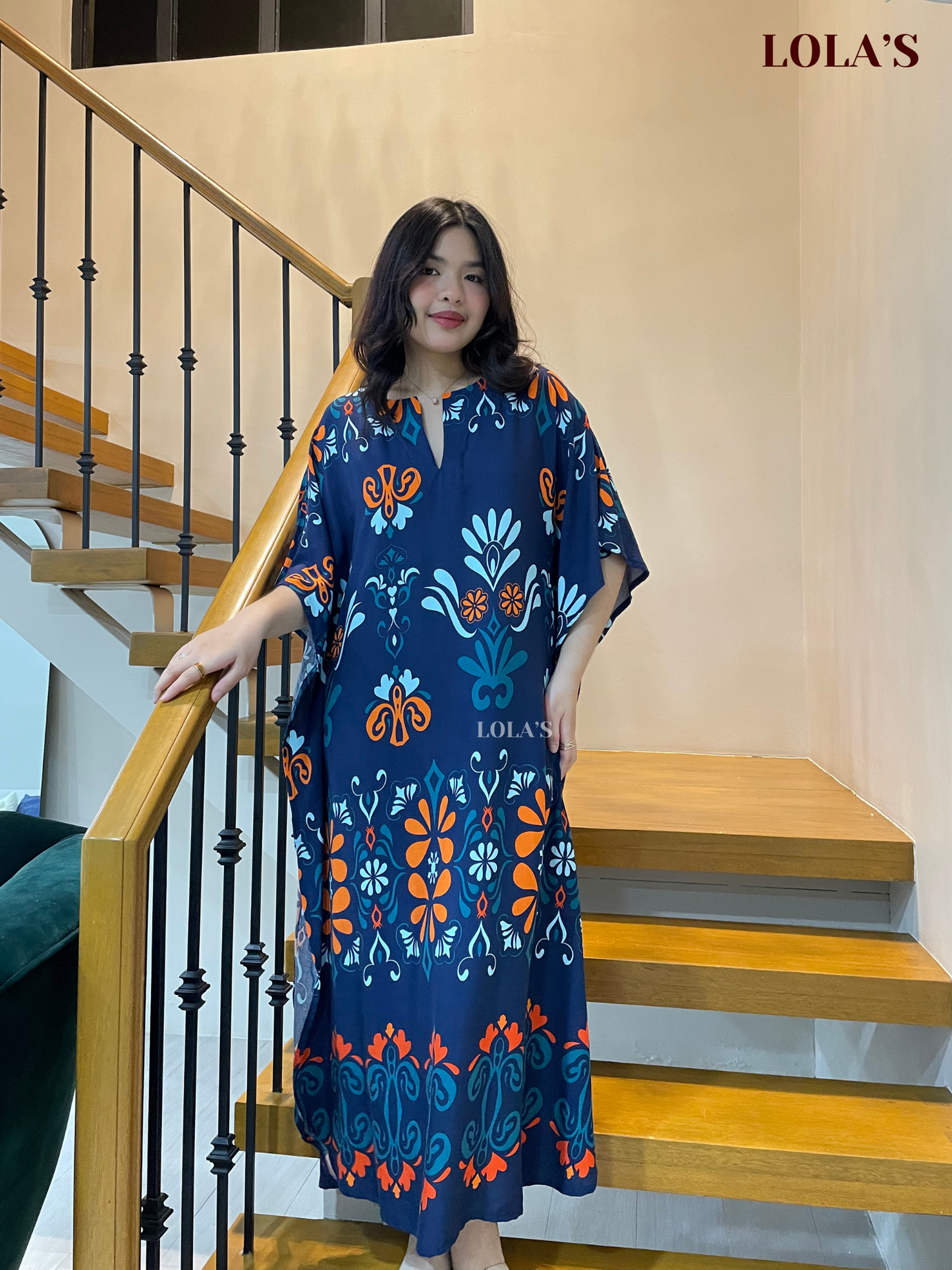 Donya Dress (Blue Ornate)