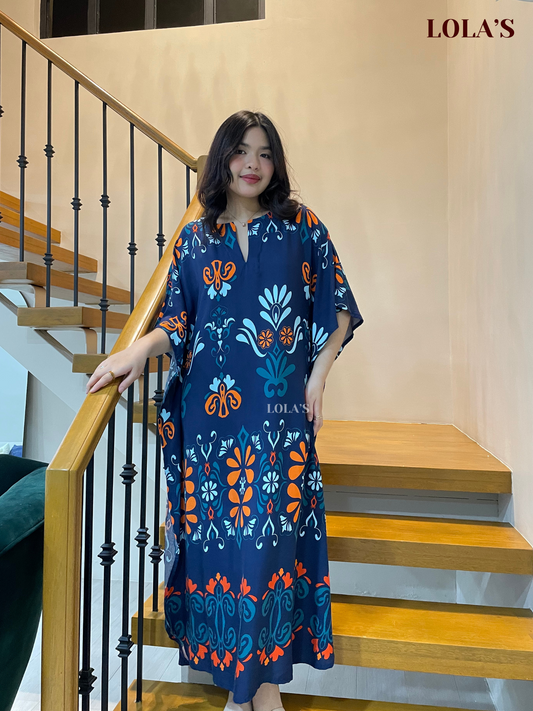 Donya Dress (Blue Ornate)