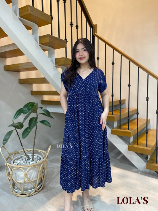 Jane Dress ( Navy Blue Polka)