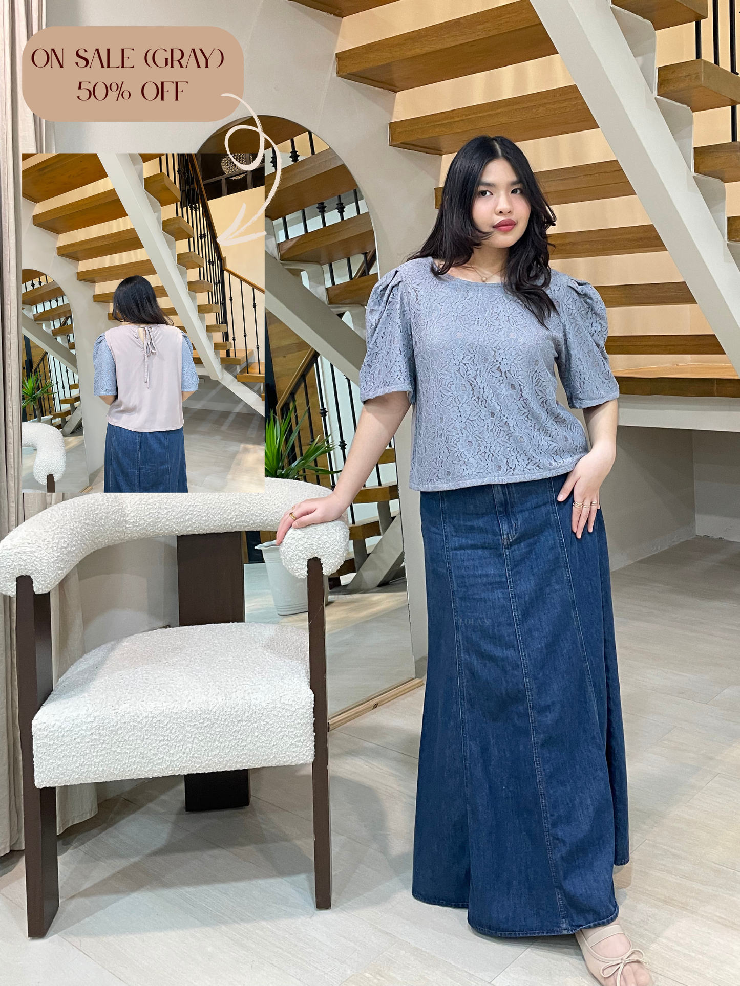Vivian Top (Gray Lace)