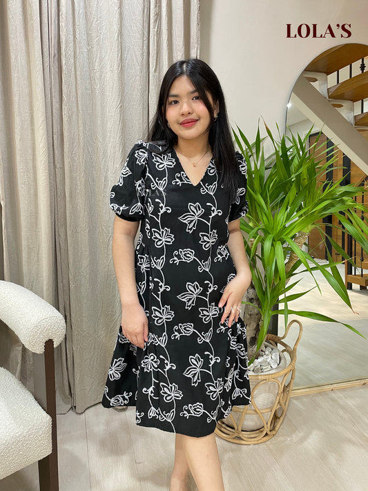 Samantha Dress (Black Embroidered)