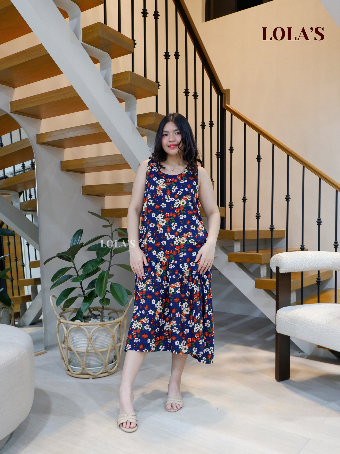 Sita Dress (Blue Florals)