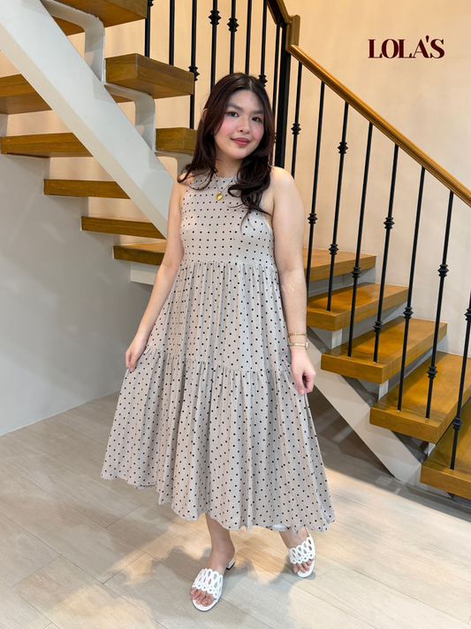 Miles Dress (Sand Tiny Polka)