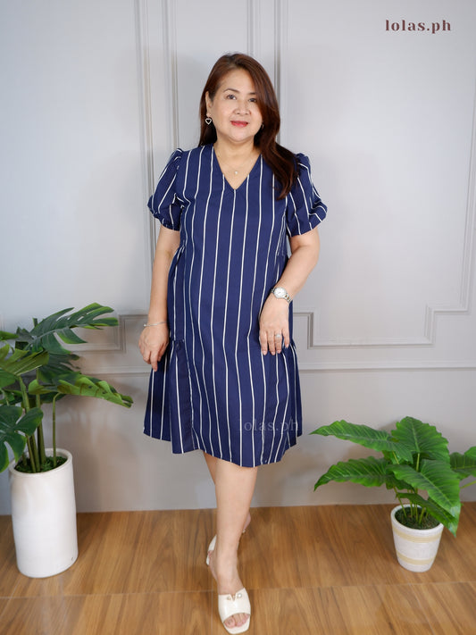Samantha Dress (Clearance Sale- Navy Blue Stripes)
