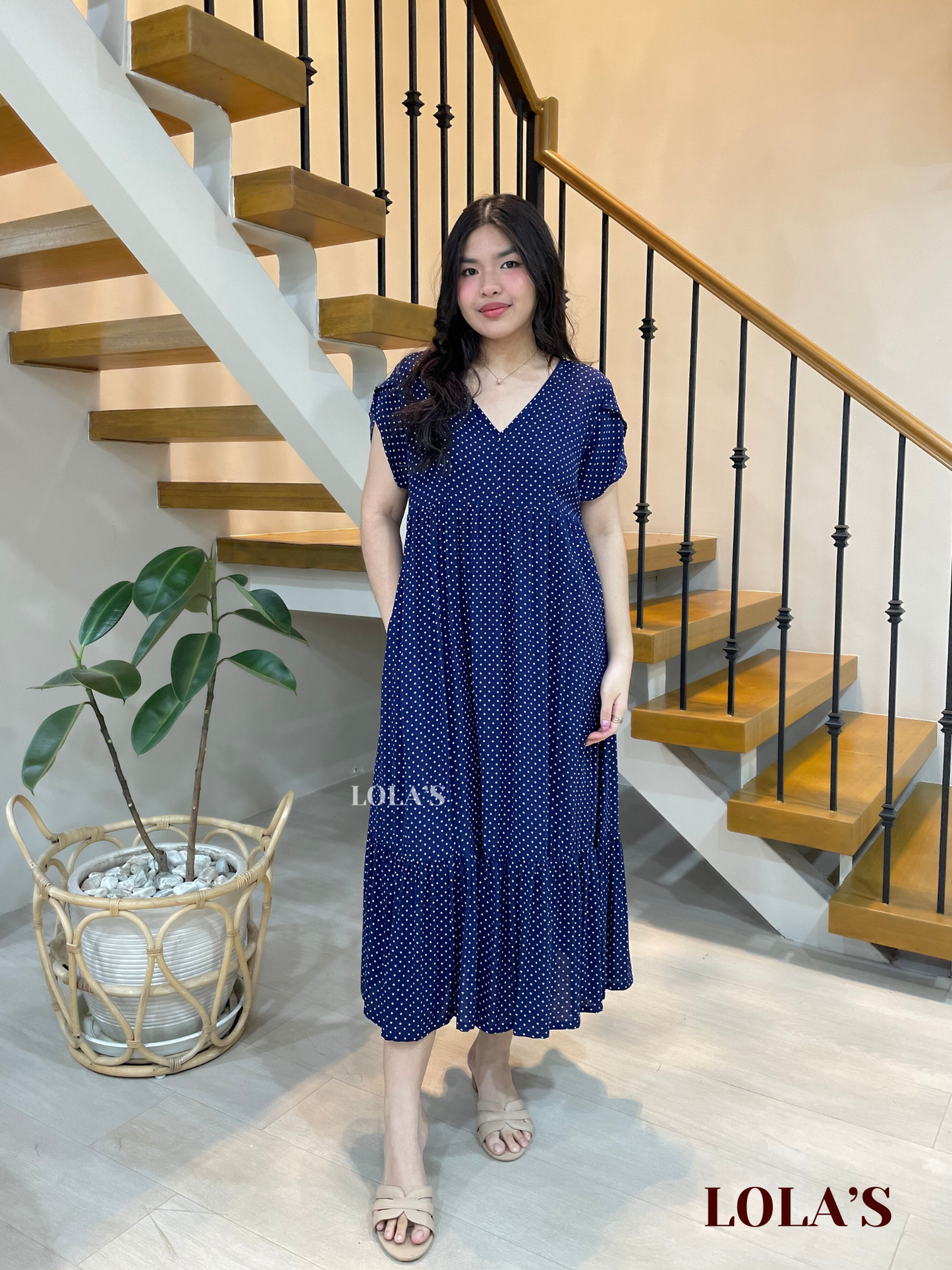 Jane Dress ( Navy Blue Polka)