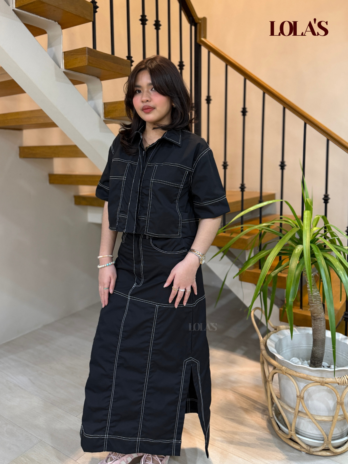Sabina Skirt (Black Poplin)