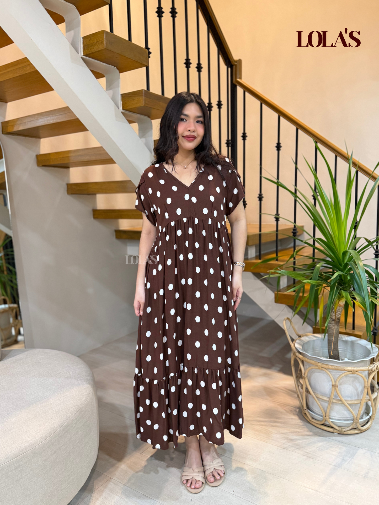 Jane Dress (Brown Dots)