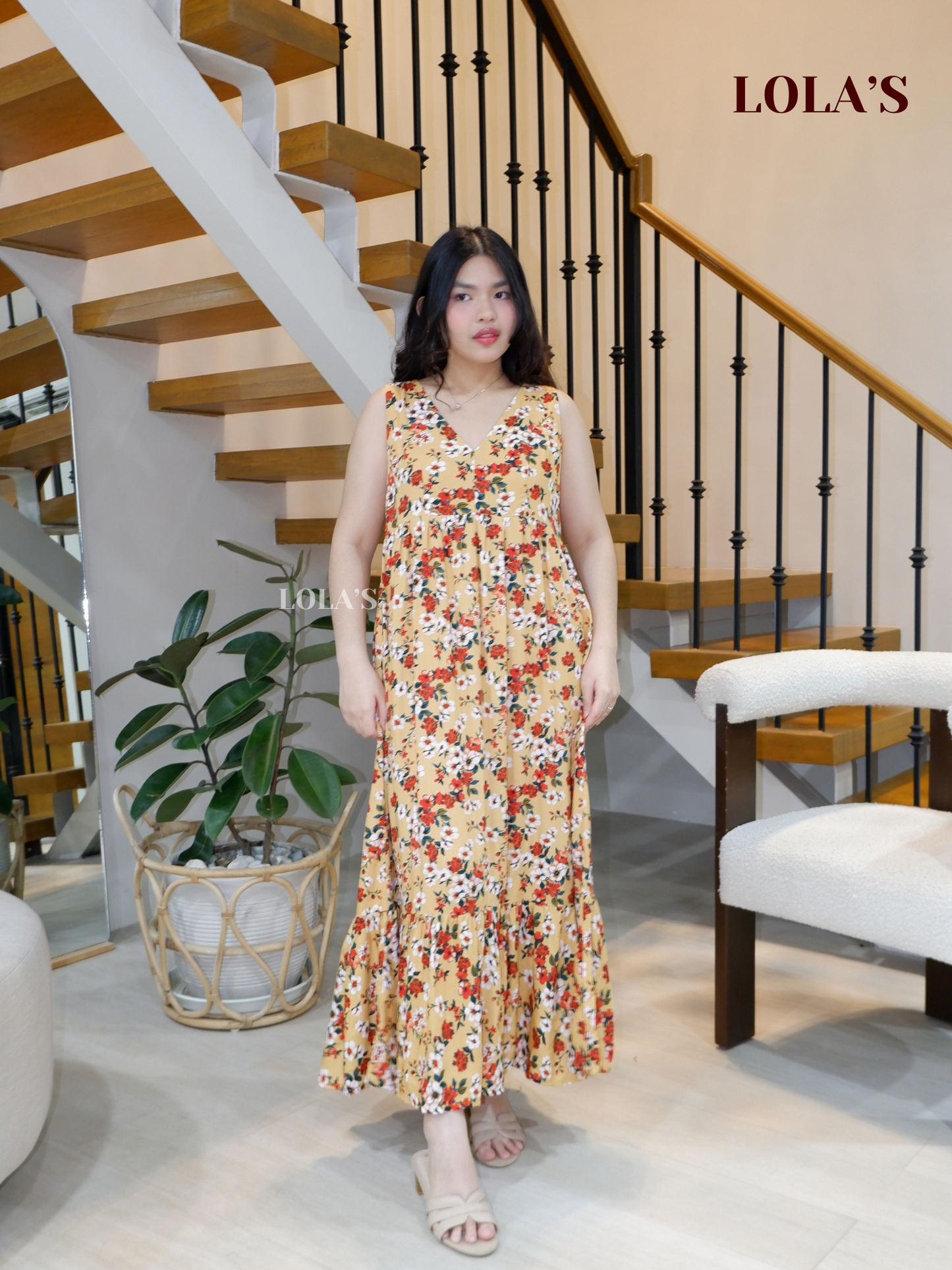 Gabrielle Dress (Yellow Florals)