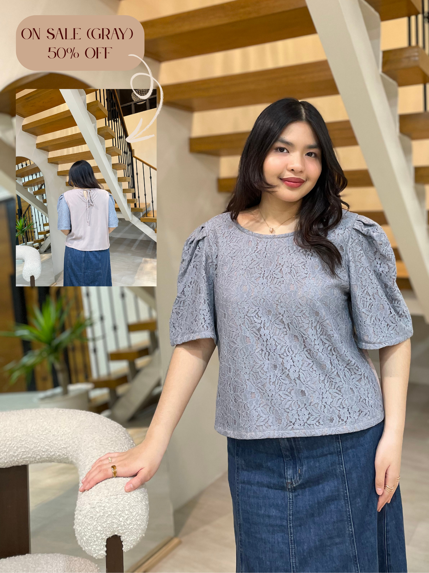 Vivian Top (Gray Lace)