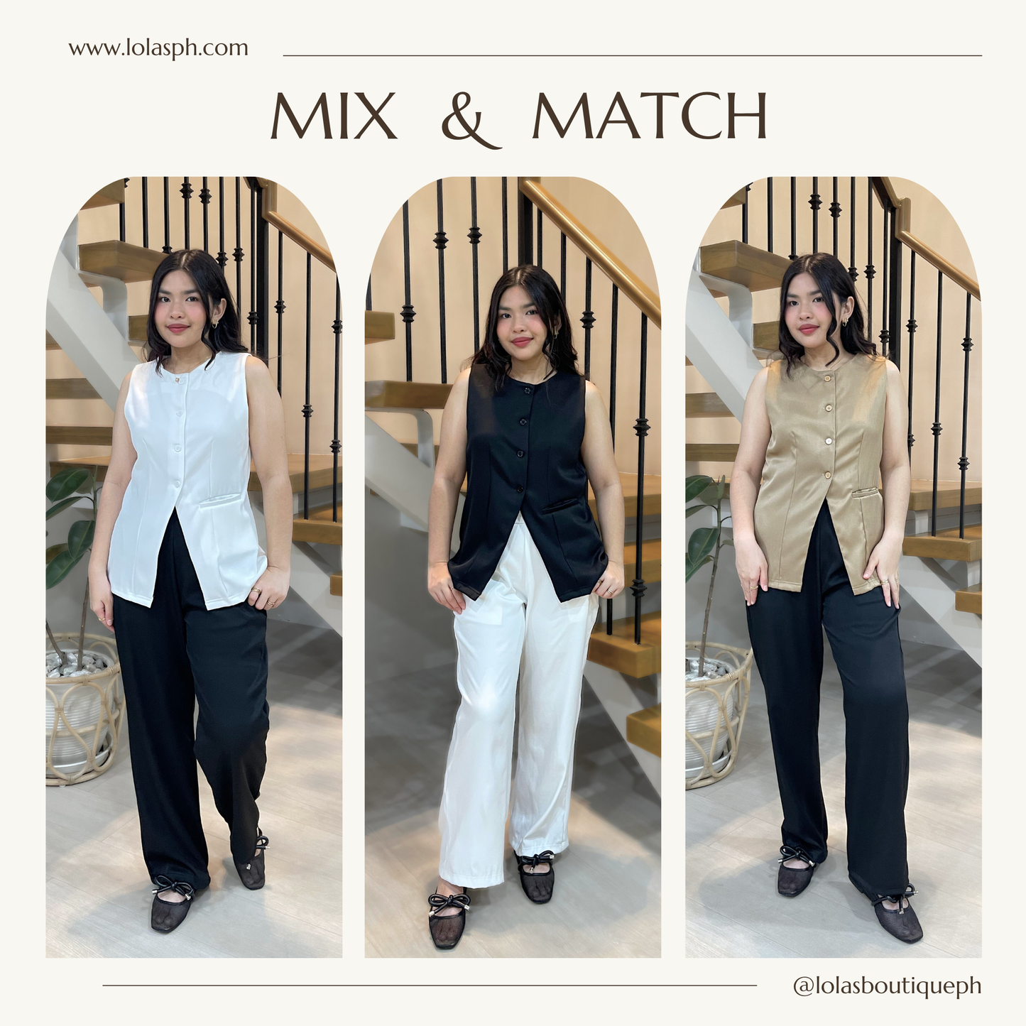 Louchie Coords MM (White Top-Black Pants)