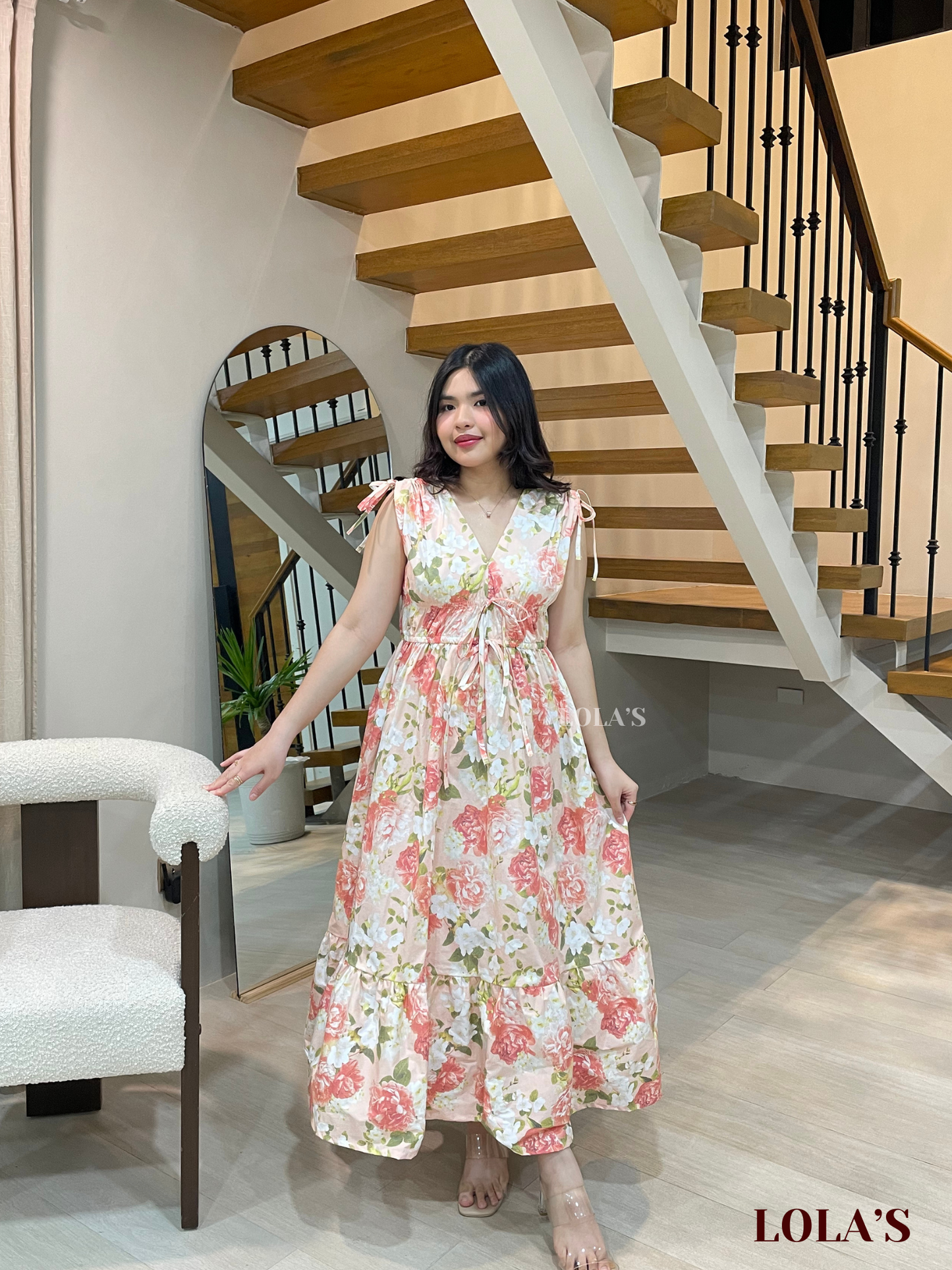 Adeline Dress (Peach Peony)
