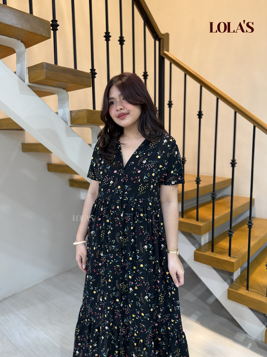 Regine Dress (Black Flora)