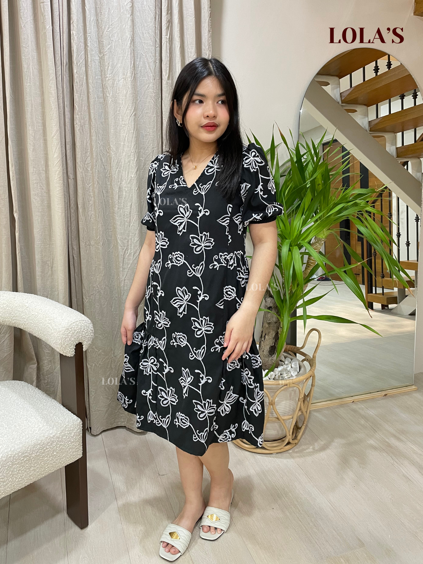 Samantha Dress (Black Embroidered)