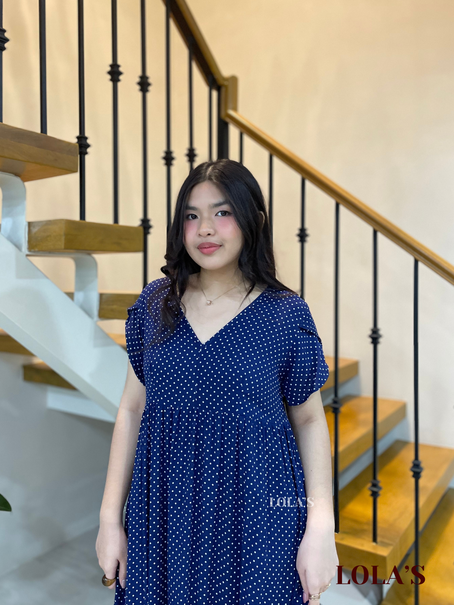 Jane Dress ( Navy Blue Polka)