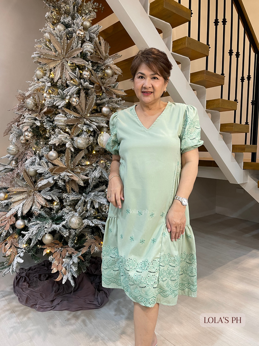 Samantha Dress (Pistachio Eyelet)