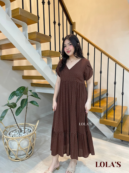 Jane Dress (Brown Polka )