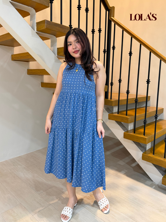 Miles Dress (Blue Tiny Polka)