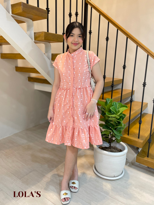 Jihyo Dress (Peach Eyelet)