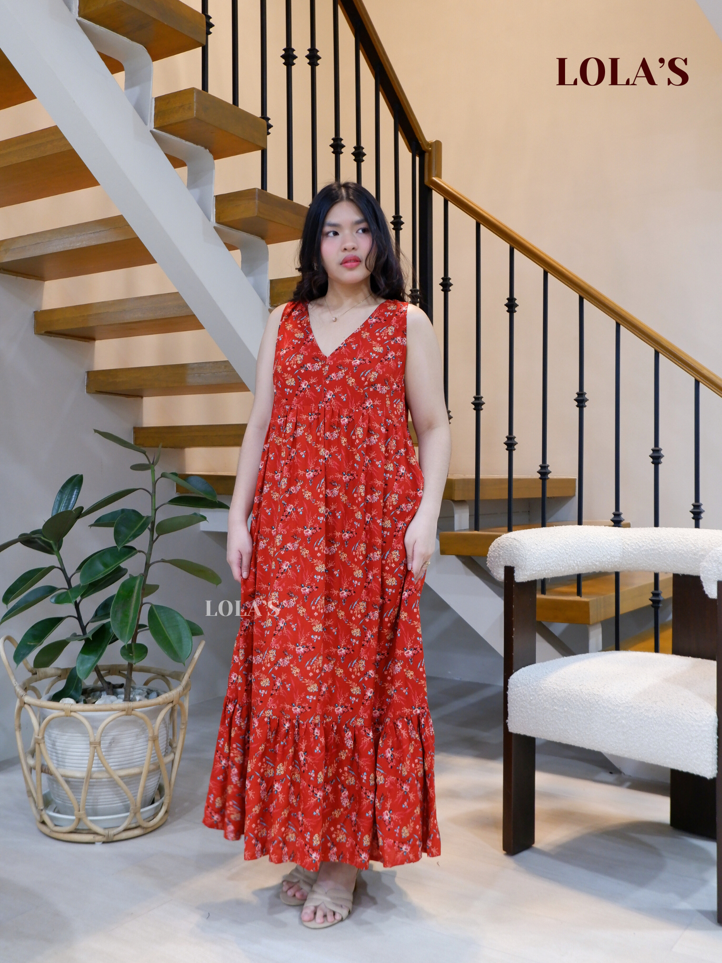 Gabrielle Dress (Red Florals)