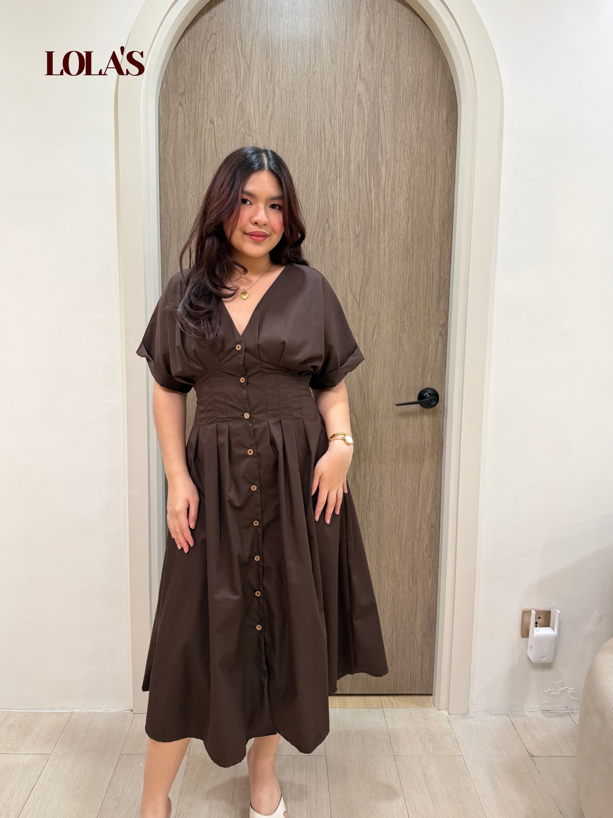 Frederica Dress (Chocolate Poplin)