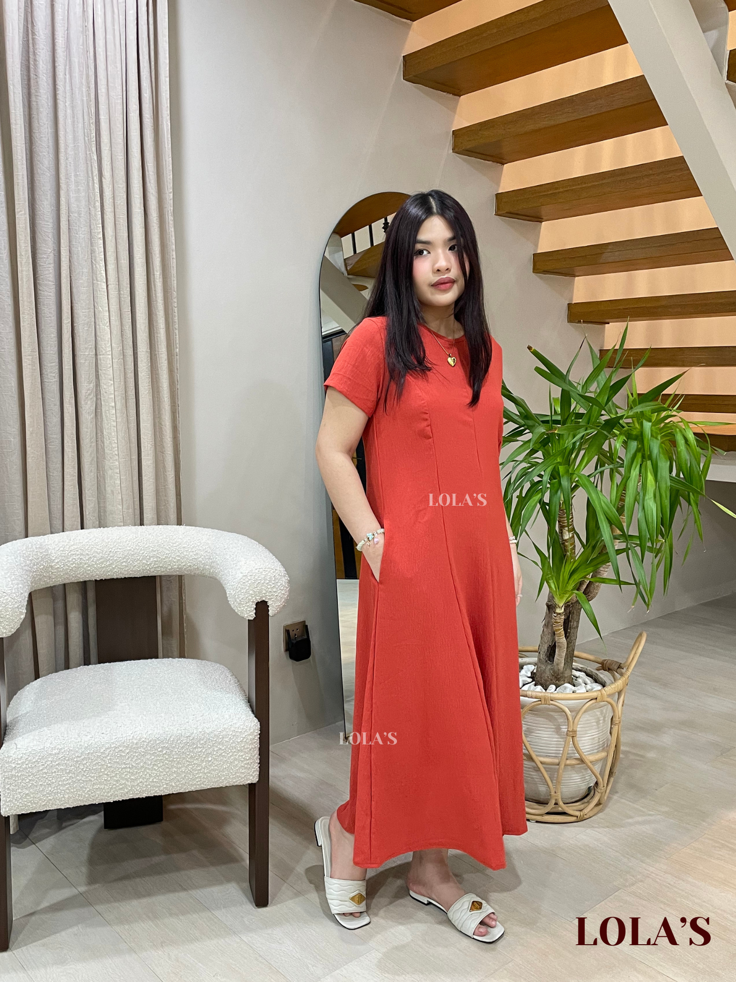 Kathleen Dress (Rust Orange)