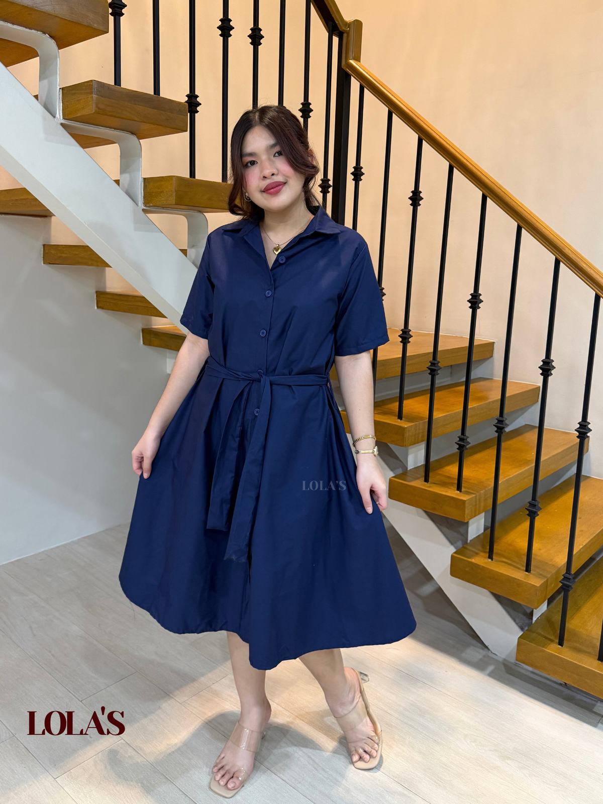 Alexa Polo Dress (Navy Blue Poplin)