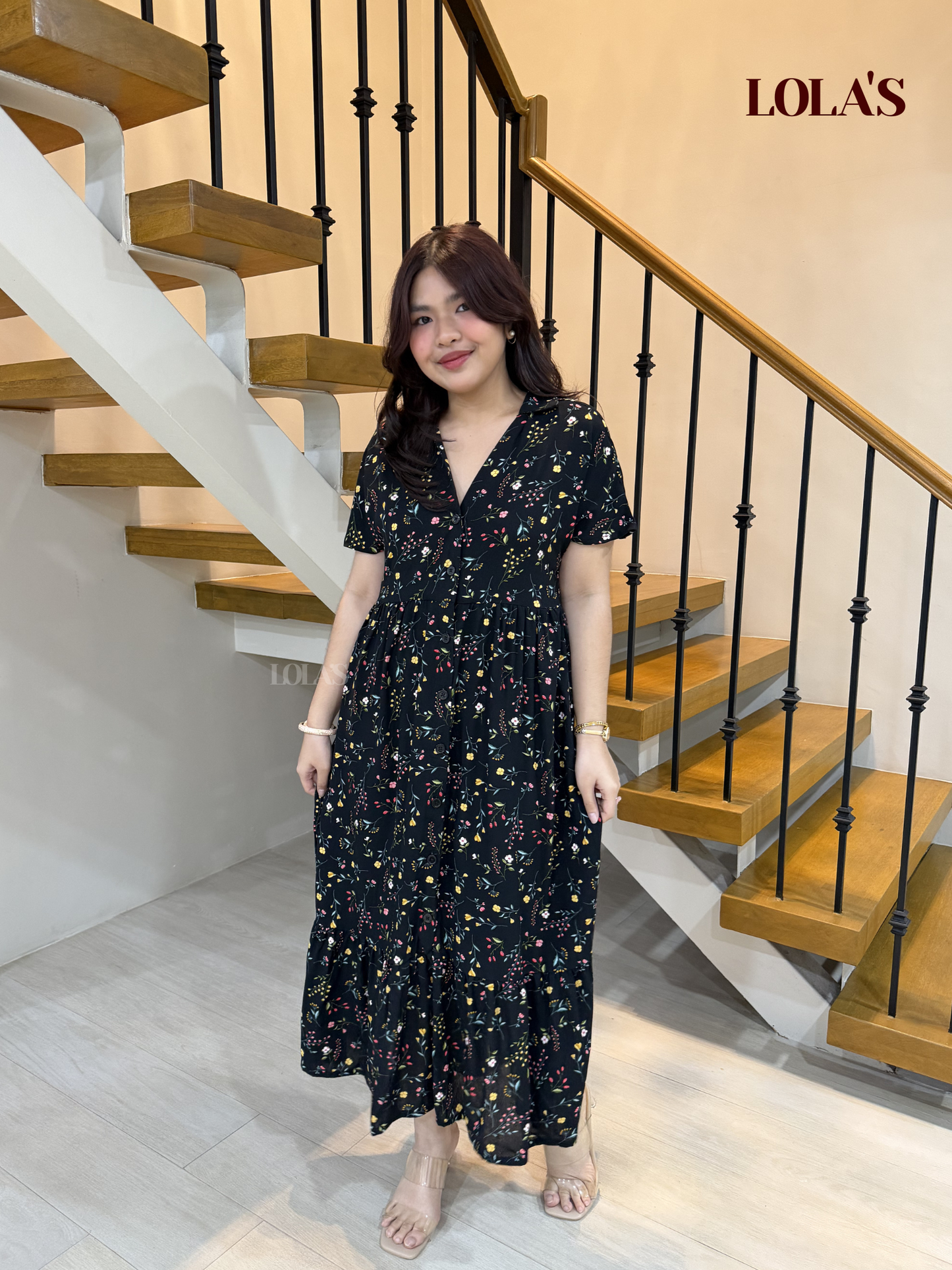Regine Dress (Black Flora)