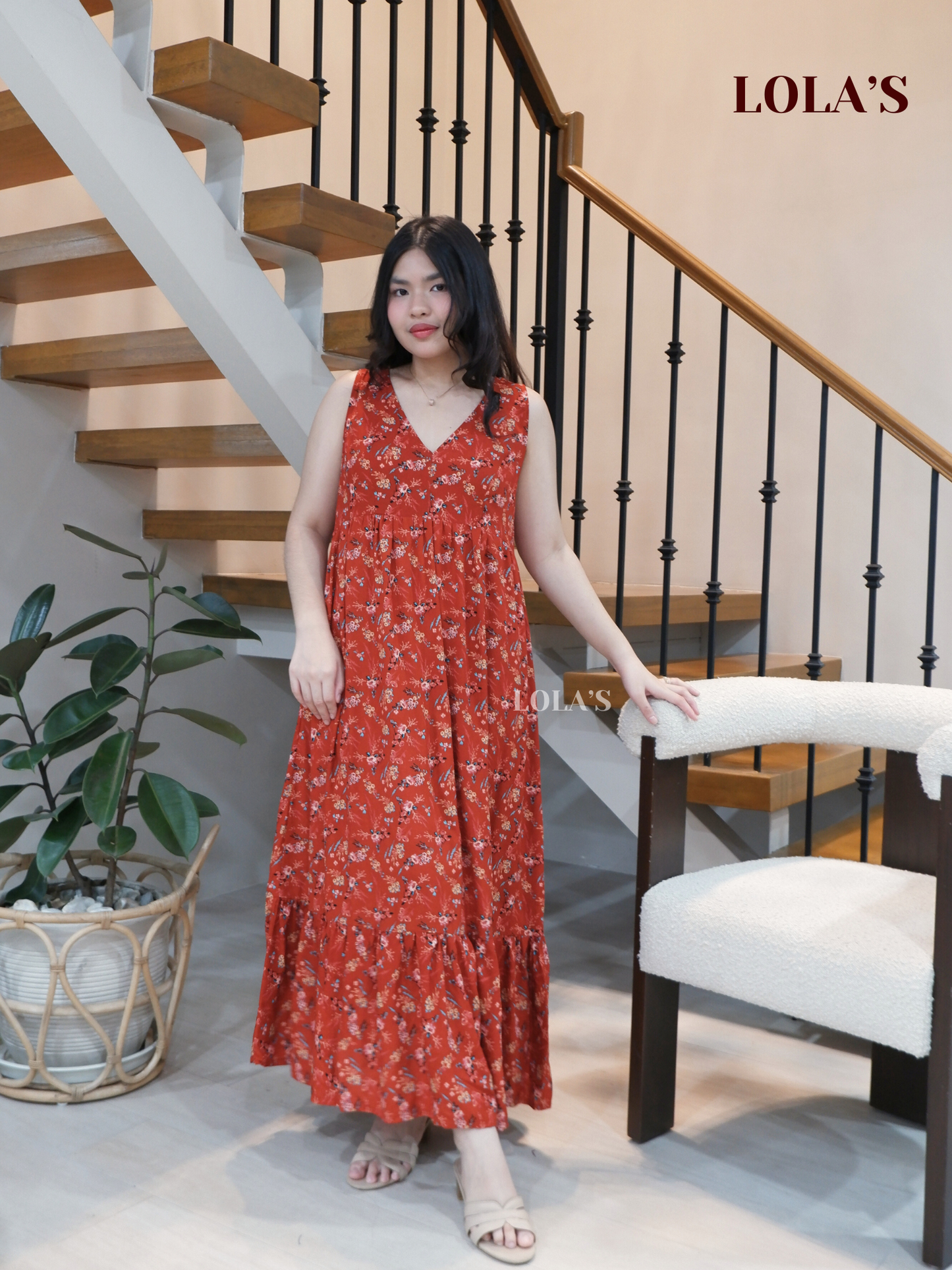 Gabrielle Dress (Red Florals)