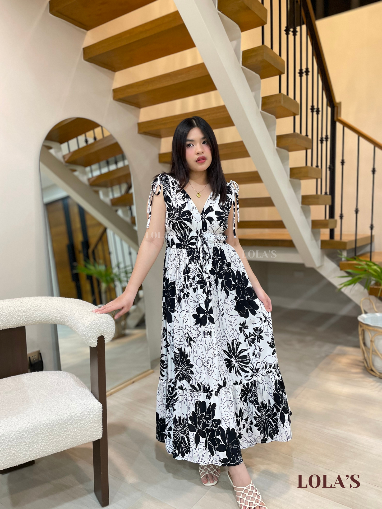Adeline Dress (White Florette)