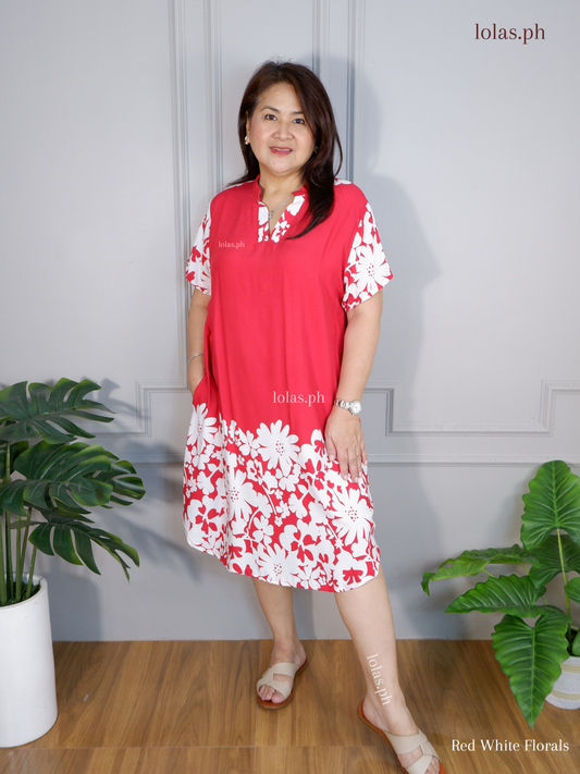 Corazon Dress (Red White Florals)