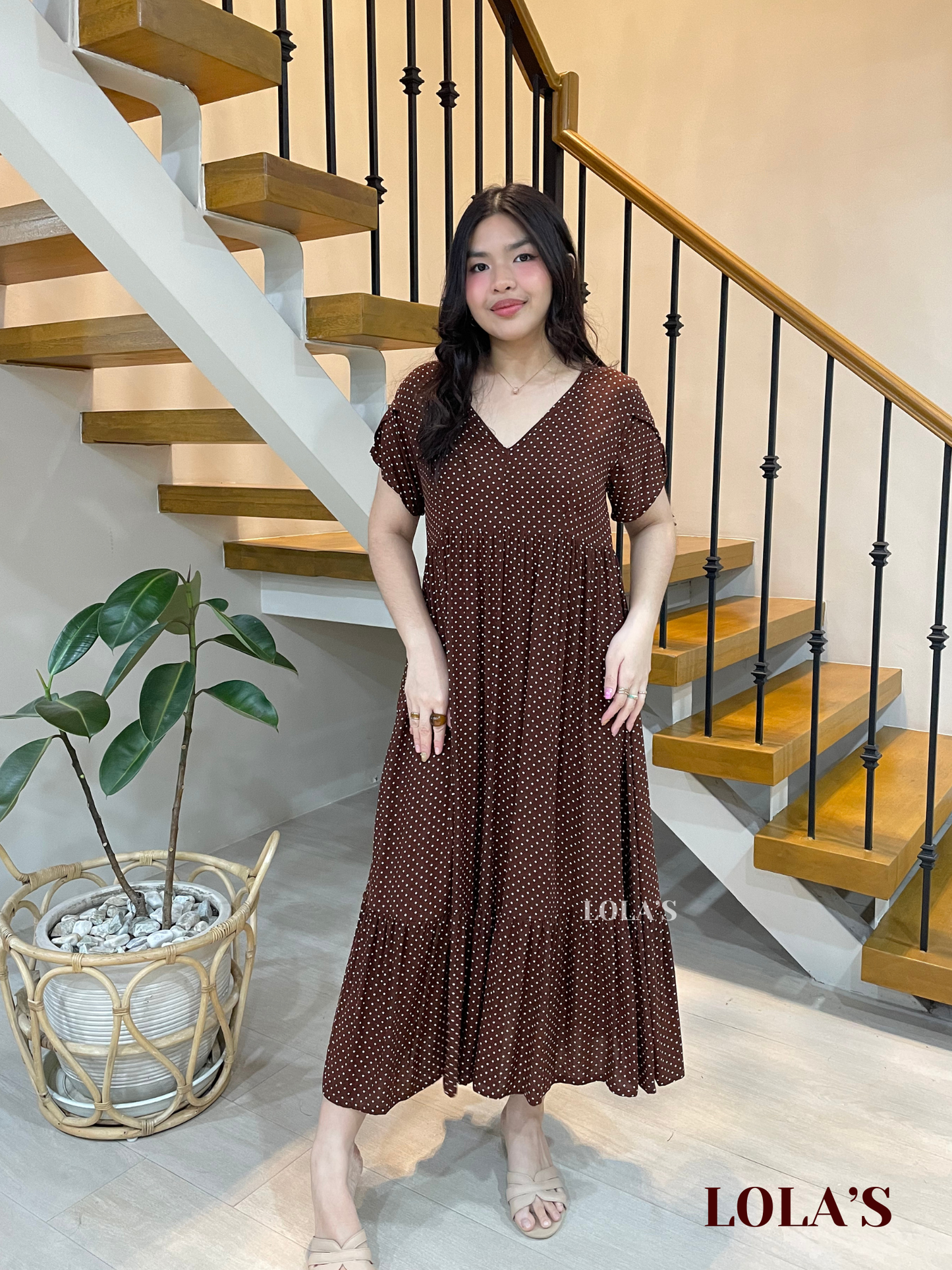 Jane Dress (Brown Polka )