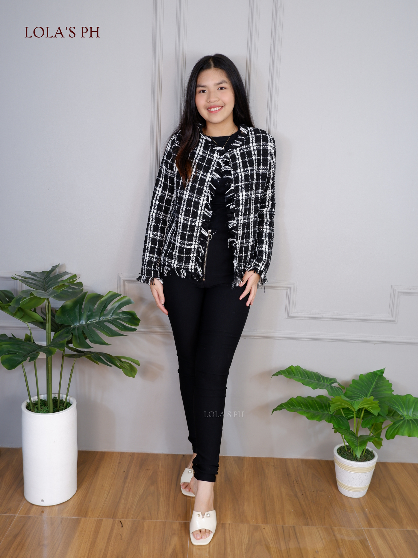 Zoe Tweed Blazer (Black Checked)