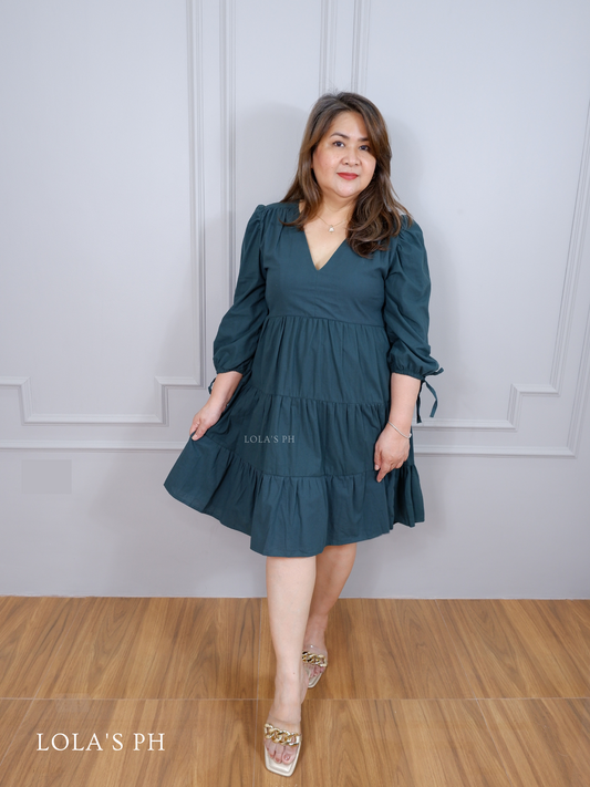 Claudia Dress (Cotton Linen Emerald)