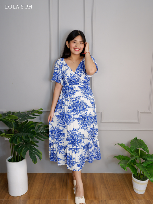 Tara Dress (Toile de Jouy Blue)